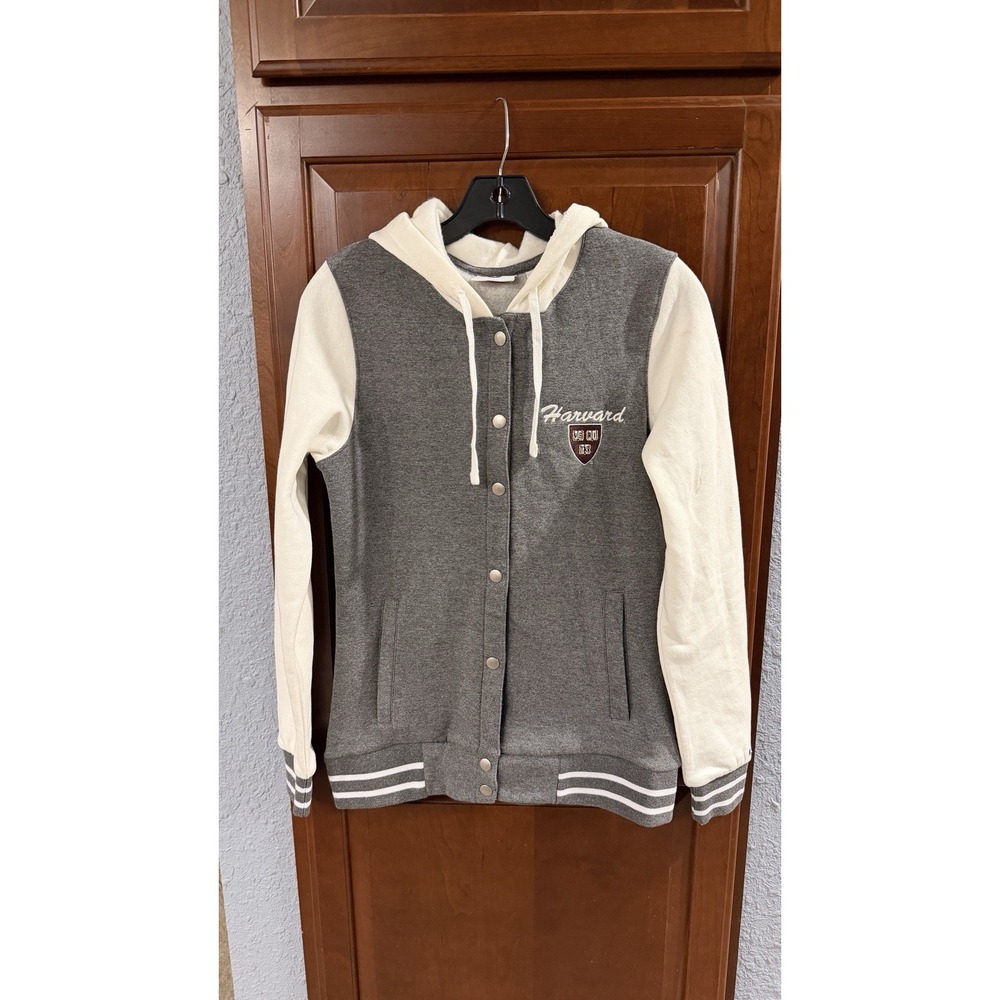Women's Champion Harvard University Button Up Hooded Jacket Medium